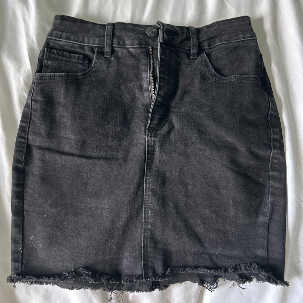 Garage black denim skirt